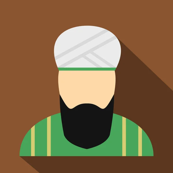 Homem muçulmano ícone plano — Vetor de Stock