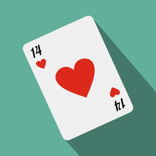 Jugando a las cartas con corazón rojo — Vector de stock