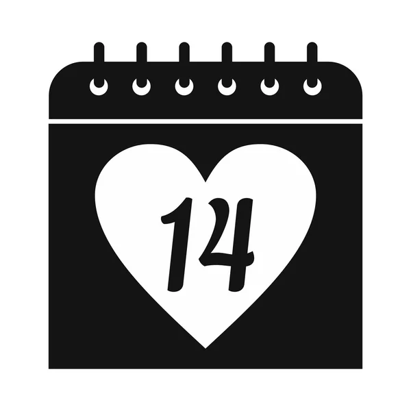 14 febbraio calendario semplice icona — Vettoriale Stock