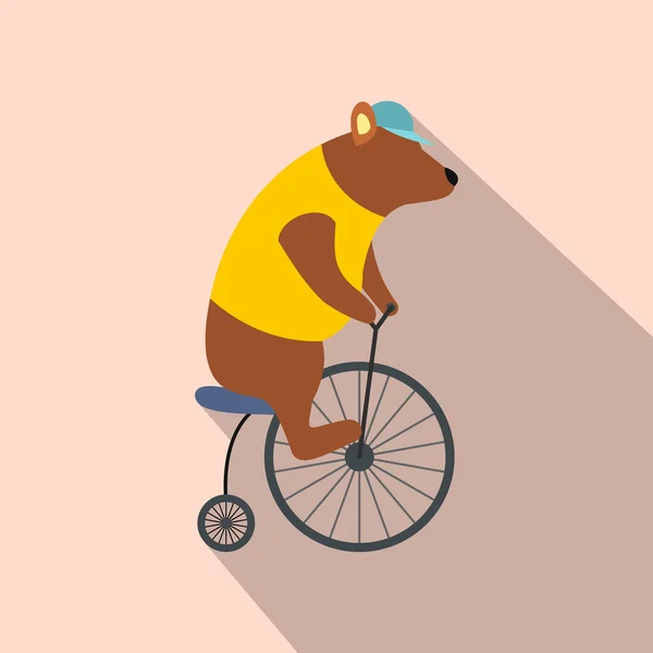 自転車アイコンでヴィンテージのクマ — ストックベクタ