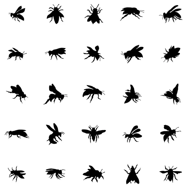Ensemble de silhouettes d'abeilles — Image vectorielle