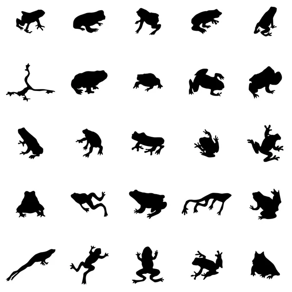 Ensemble silhouettes grenouille — Image vectorielle