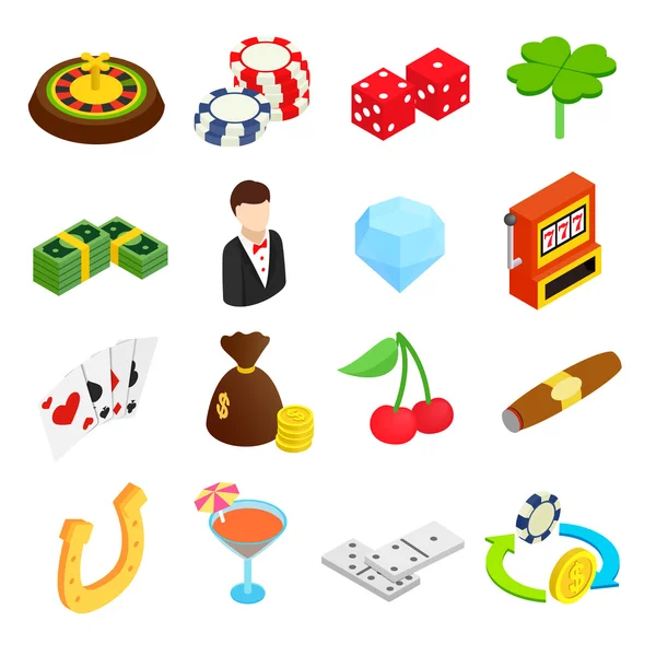 Iconos 3D isométricos de Casino — Vector de stock