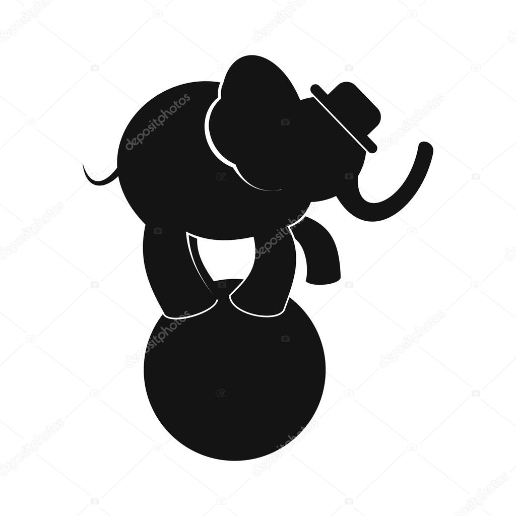 Circus elephant on ball simple icon