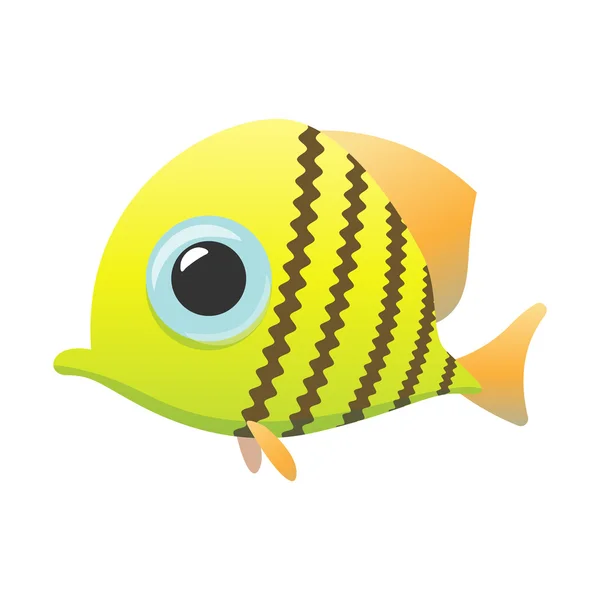 Icône de dessin animé poisson mignon jaune — Image vectorielle