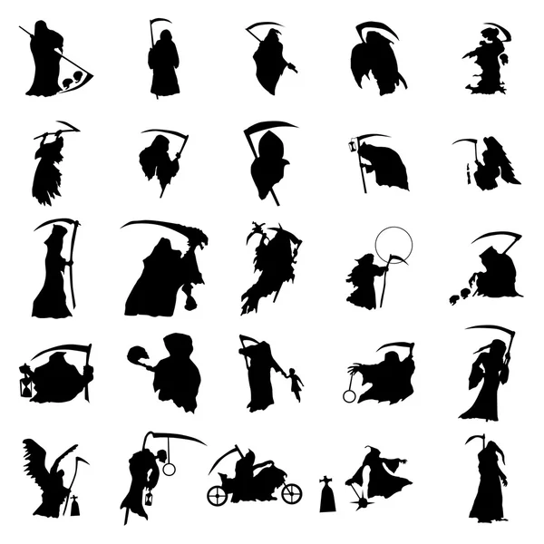 Ensemble silhouette faucheuse sombre — Image vectorielle