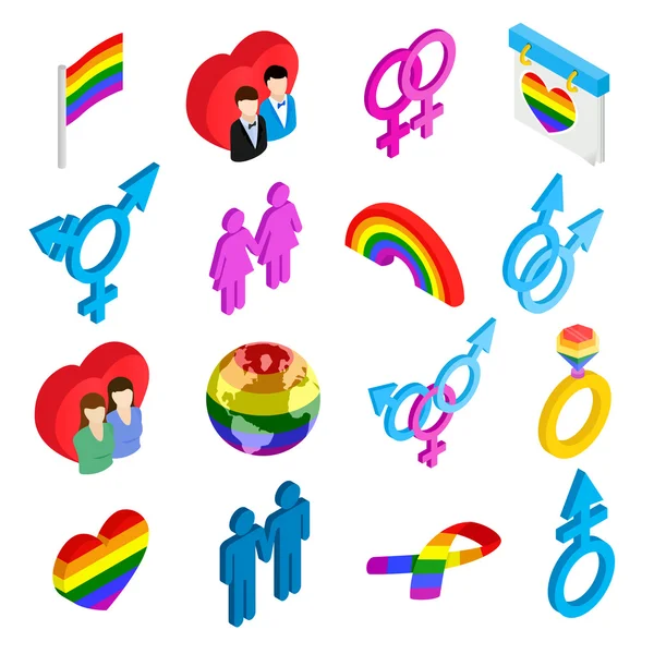 Orgullo gay íconos 3d isométricos — Vector de stock