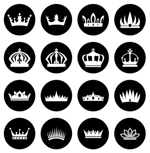 Conjunto de iconos coronas blancas — Vector de stock