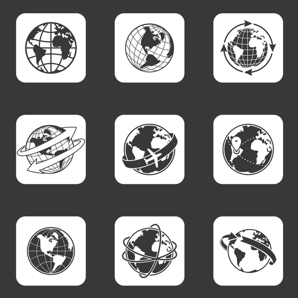 Globe icons set — Stok Vektör