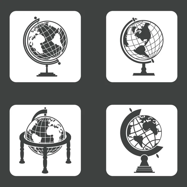 Erde Globus Symbole gesetzt — Stockvektor