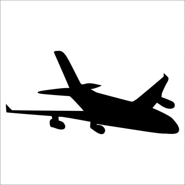 Siyah siluet uçak — Stok Vektör