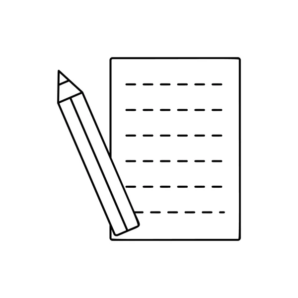 Icona linea di matita e foglio — Vettoriale Stock