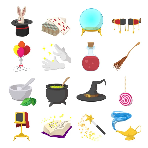 Conjunto de iconos de dibujos animados mágicos — Vector de stock