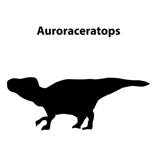 Auroraceratops siluet dinosaurus - Stok Vektor