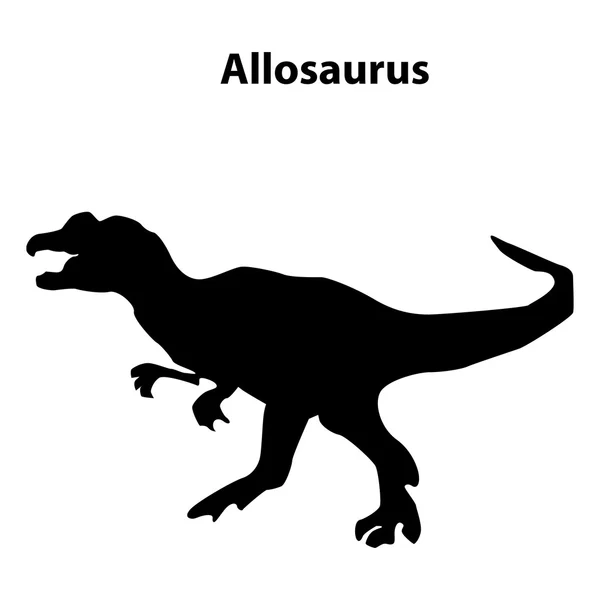 Siluet Allosaurus dinosaurus - Stok Vektor