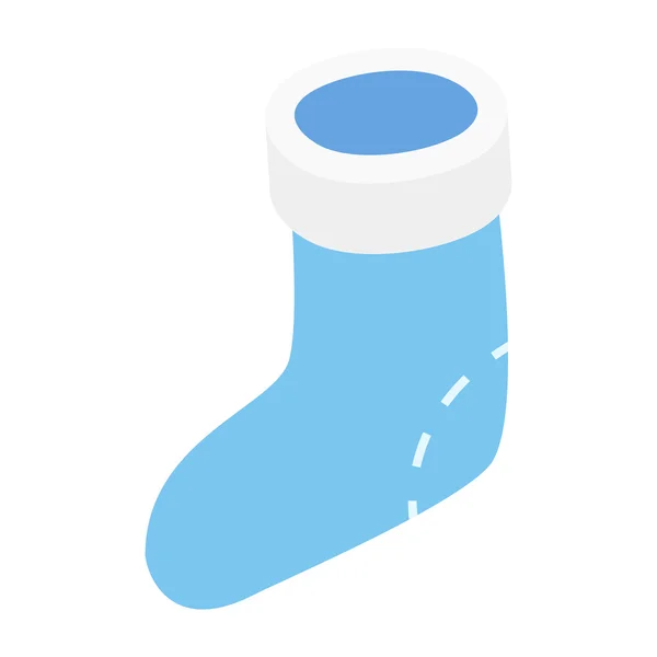 クリスマス青い靴下等尺性のアイコン — ストックベクタ