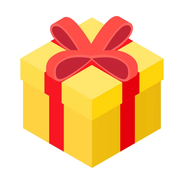 Yellow present box isometric icon — Stock Vector