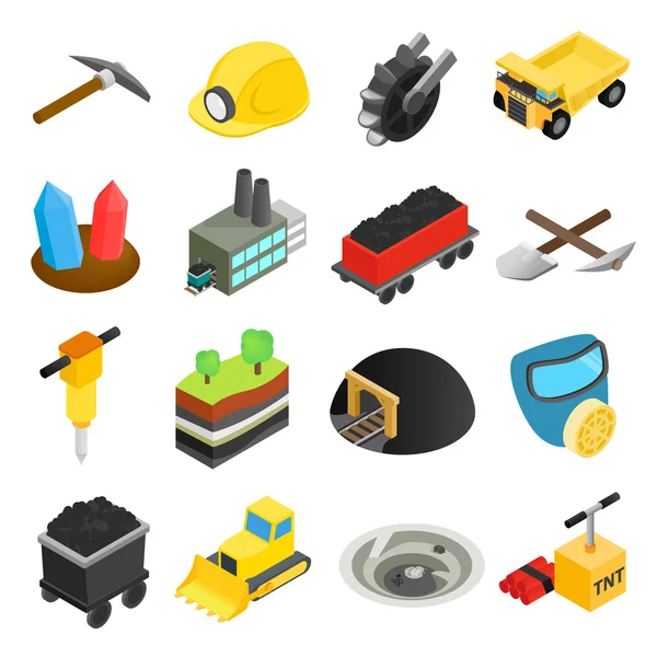 Mining isometric 3d icons — Stock Vector