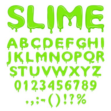 Slime alphabet numbers and symbols clipart