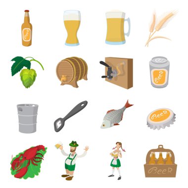 Oktoberfest bira karikatür Icons set