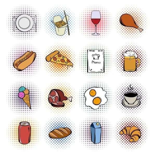 Ensemble d'icônes de BD alimentaire — Image vectorielle