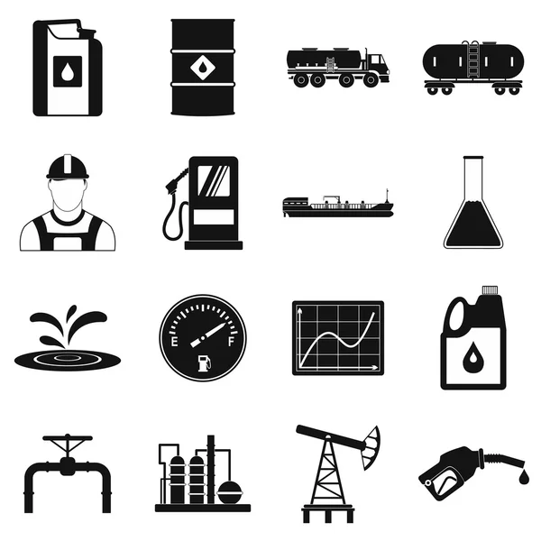 Conjunto de iconos simples de la industria petrolera — Archivo Imágenes Vectoriales