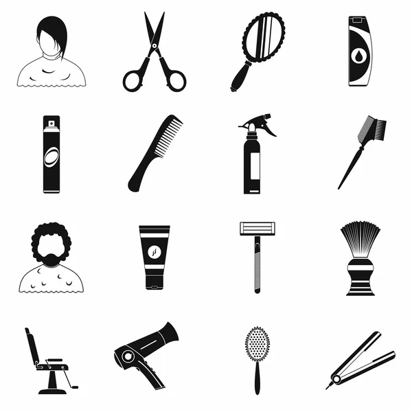 Peluquería iconos simples conjunto — Vector de stock