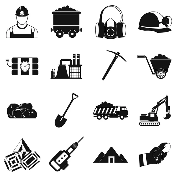 Conjunto simple de iconos mineros — Vector de stock