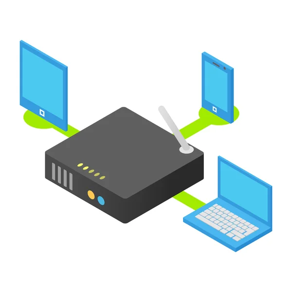 Isometrische 3D-pictogram van de draadloze router — Stockvector