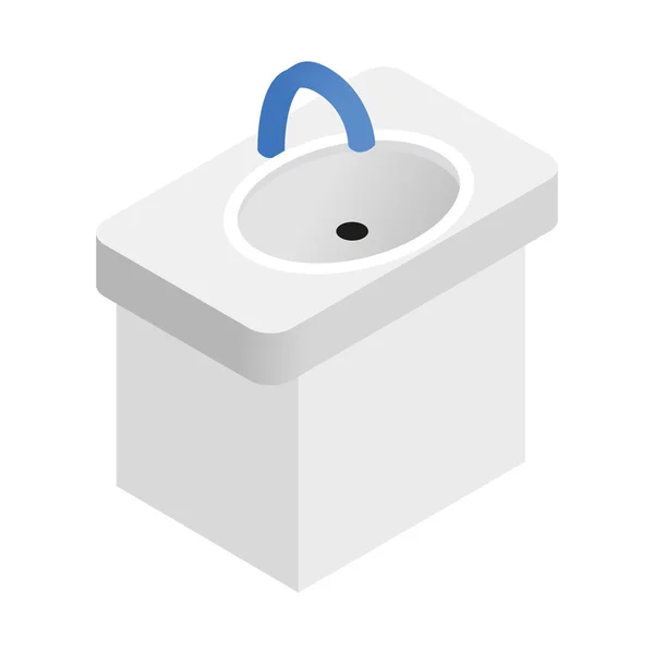 Umywalka ceramiczna izometryczny 3d ikona — Wektor stockowy