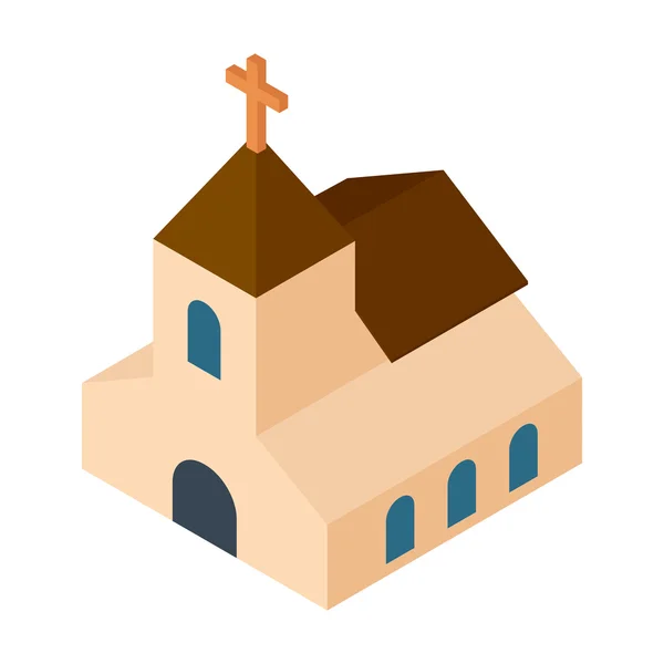 Svatební kaple izometrické 3d ikony — Stockový vektor