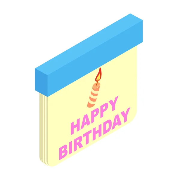 Birthday calendar isometric 3d icon — Stock Vector
