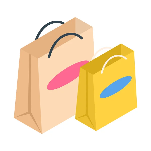 Shopping bags isometric 3d icon — Stock Vector