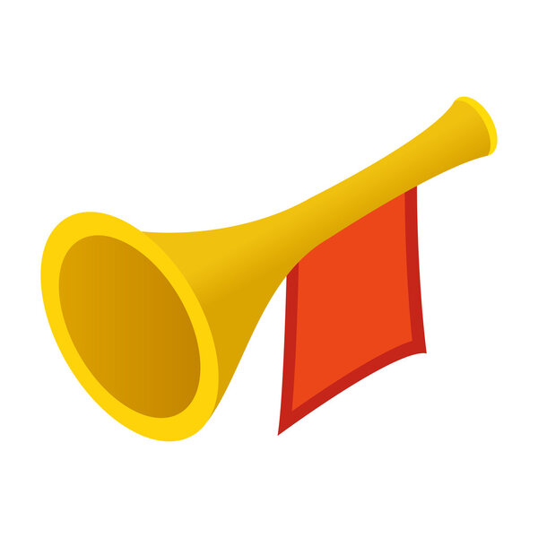 Trumpet with red flag isometric 3d