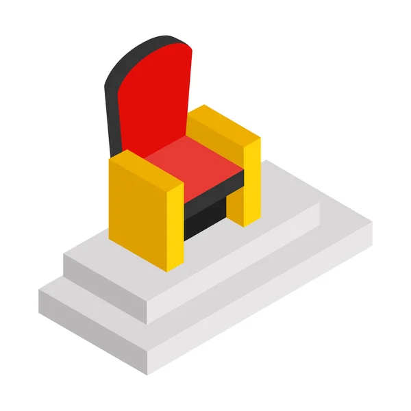 Roter Thron isometrisches 3D-Symbol — Stockvektor
