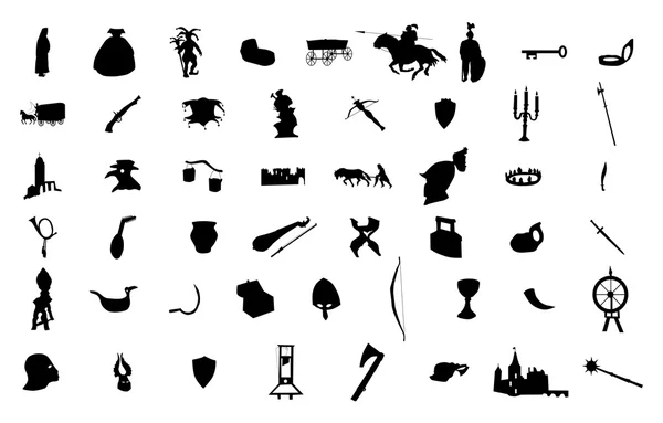 Medieval silhouettes set — Stock Vector