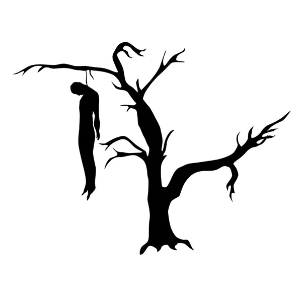 Egy halott fa akasztott ember — Stock Vector