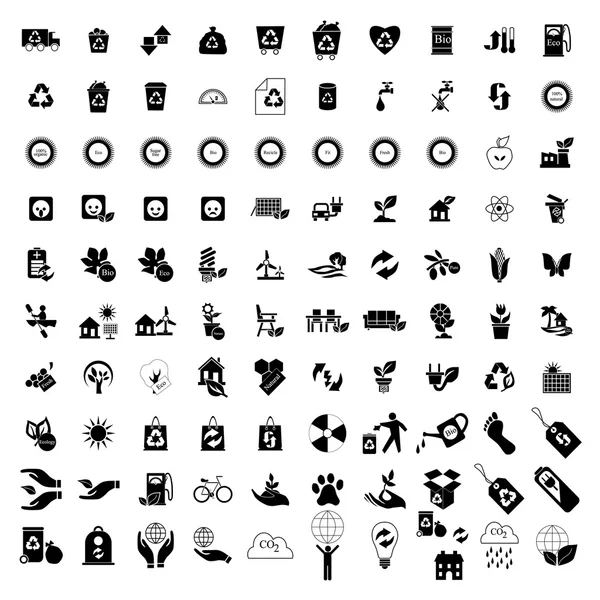 Ensemble de 100 icônes Eco — Image vectorielle