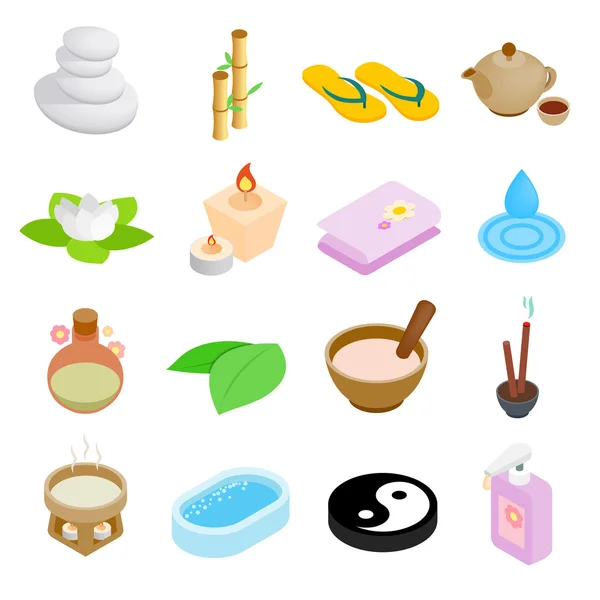 Spa isometric 3d icons set — Stock Vector