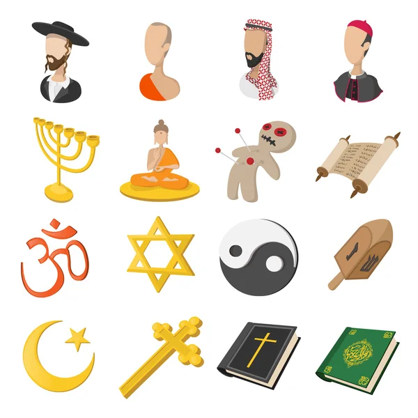 Different religions cartoon icons set — Stock Vector