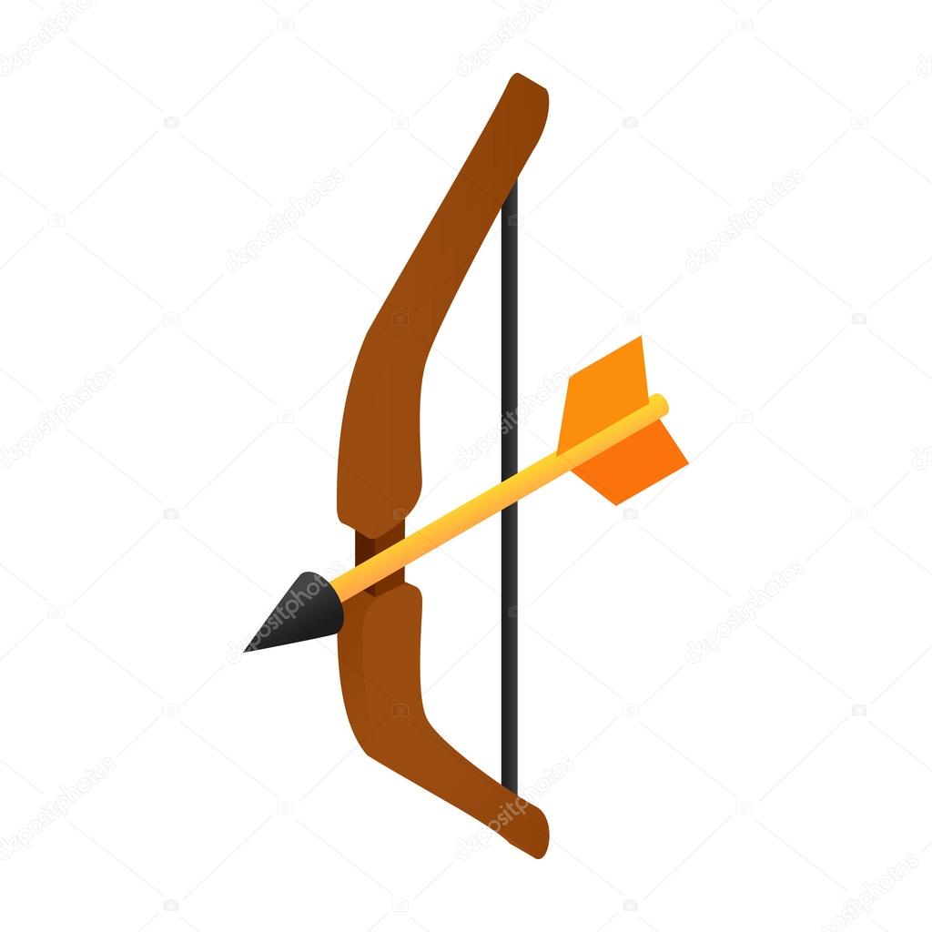 Medieval bow isometric 3d icon