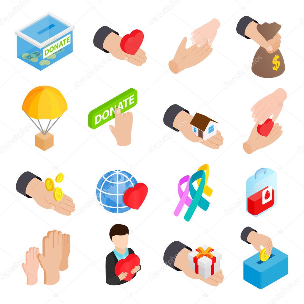 Donate given isometric 3d icons