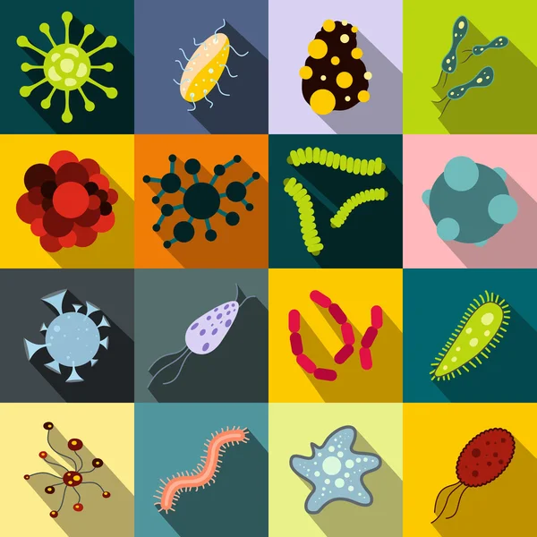 Virus plat pictogrammen set — Stockvector