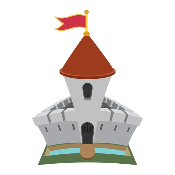 Castillo medieval fortaleza icono de dibujos animados — Vector de stock