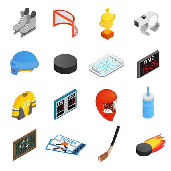 Conjunto de ícones 3D isométricos de hóquei —  Vetores de Stock
