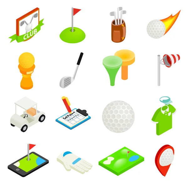 Set di icone isometriche 3d golf — Vettoriale Stock