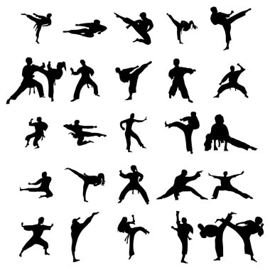 Karate silhouettes set clipart