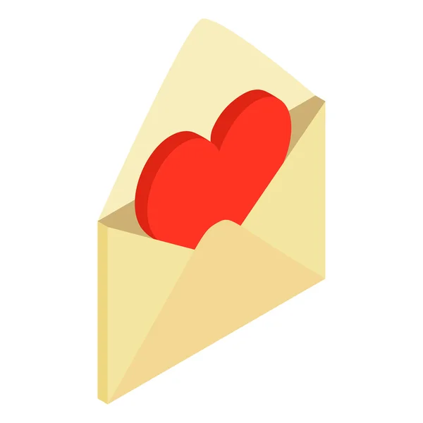 Busta con icona isometrica 3d cuore San Valentino — Vettoriale Stock