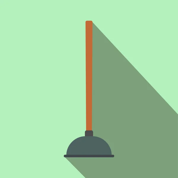 Plunger icono plano con sombra — Vector de stock