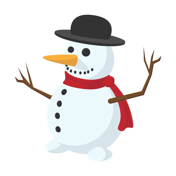 Icono de dibujos animados muñeco de nieve — Vector de stock